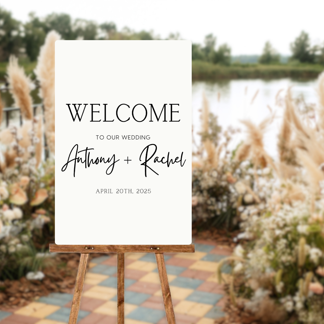 minimalist wedding welcome sign - affordable personalised welcome signs