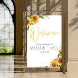 sunflowers floral wedding welcome sign - affordable personalised wedding signs