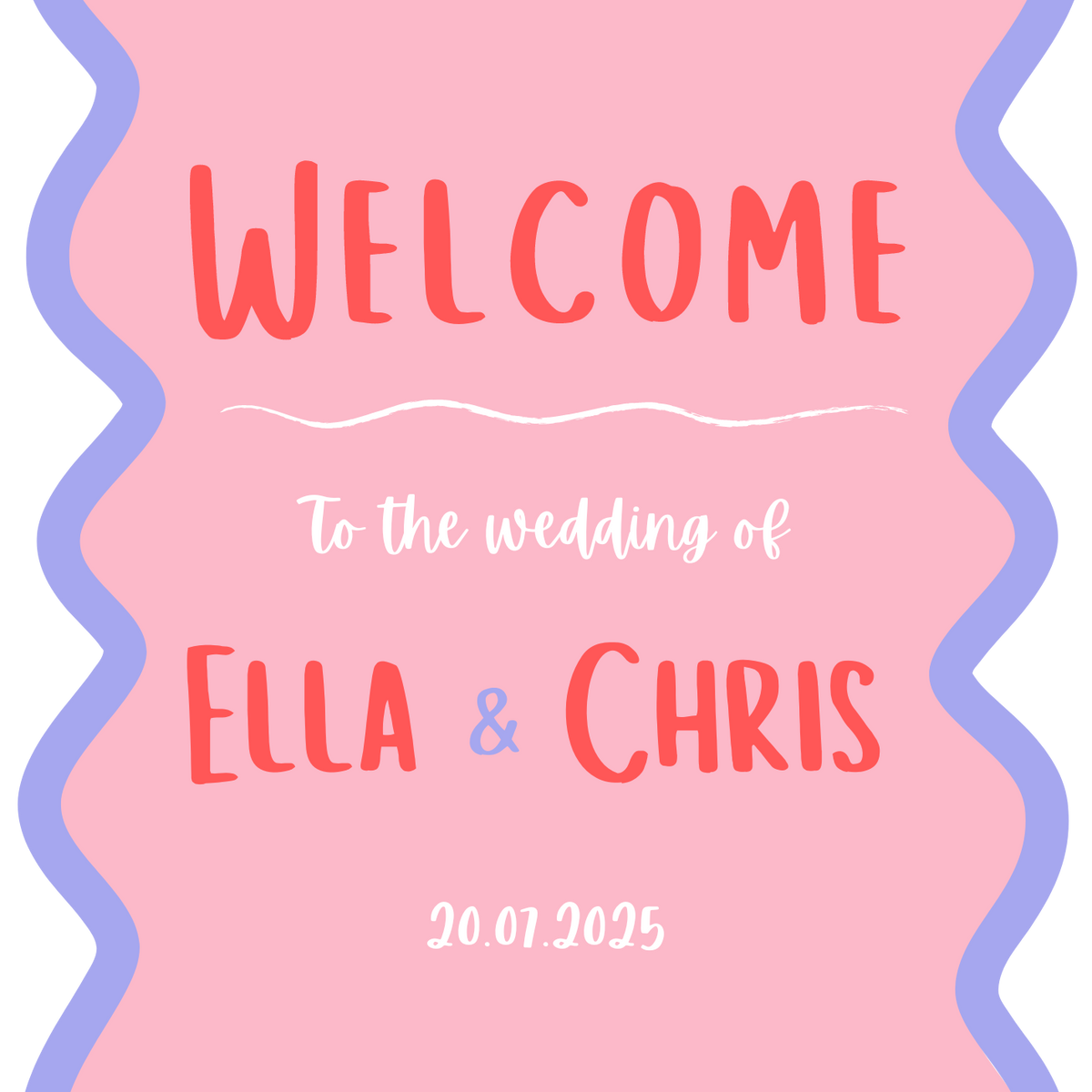 pink and red abstract wedding welcome sign - affordable wedding signage