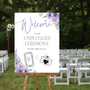 lilac floral unplugged ceremony sign - affordable personalised wedding signs