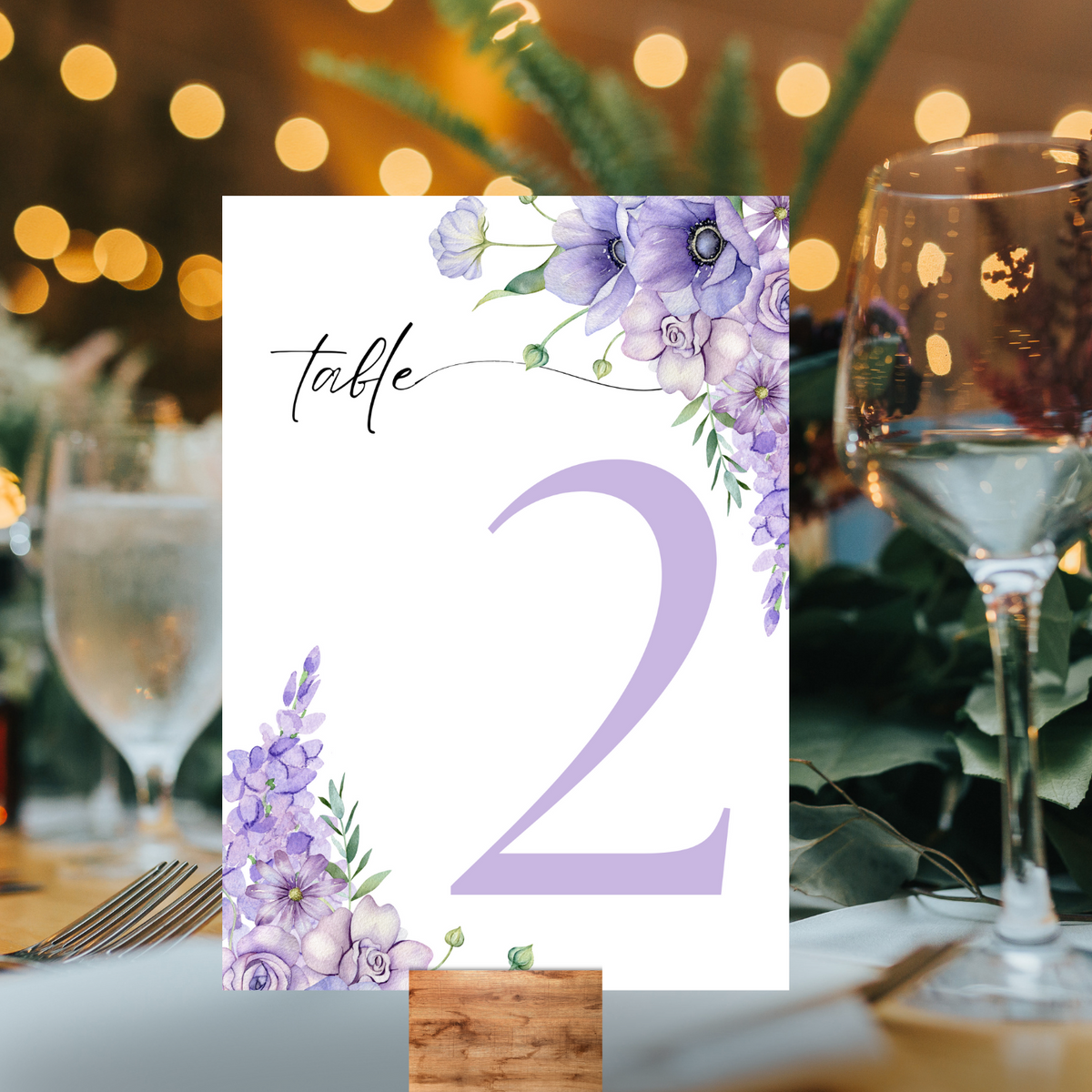 lilac floral table number signs - wedding table numbers