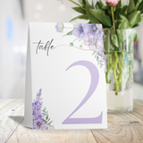 lilac floral table number signs - wedding table numbers