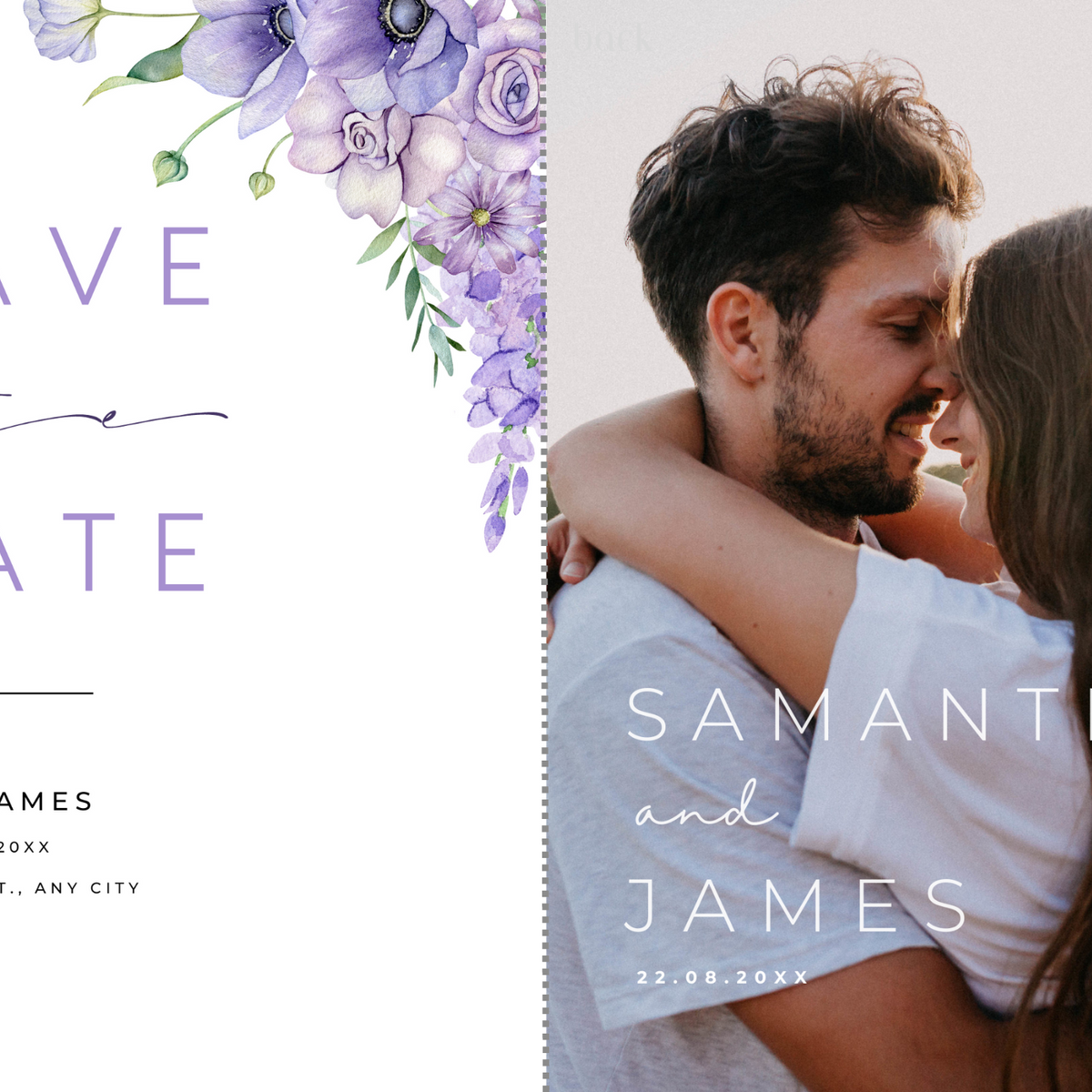 lilac and lavender floral wedding save the date invites - affordable save the dates