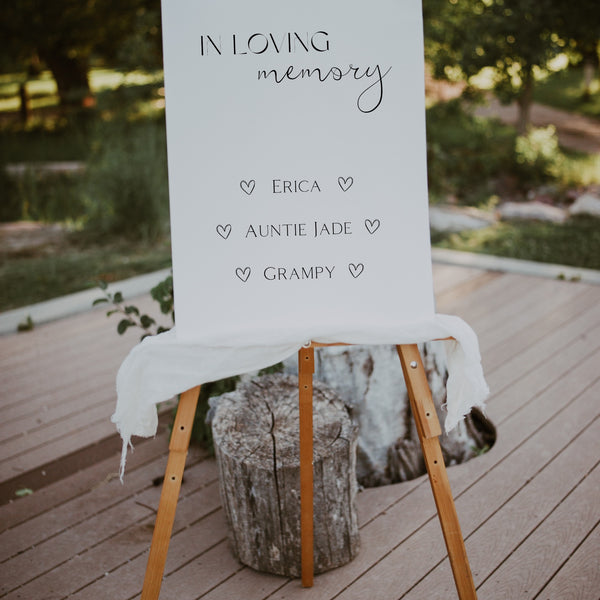 winter white in loving memory table sign for wedding | winter wedding sign