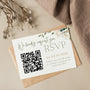 white roses floral wedding RSVP with QR - personalised wedding RSVPs invitations