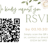 white roses floral wedding RSVP with QR - personalised wedding RSVPs invitations