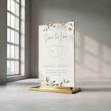 white roses Floral Wedding Hashtag Sign for Reception Display - Personalised wedding hashtag social media sign
