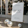 white pick a seat, not a side | winter wedding ceremony welcome sign | custom welcome board in winter white