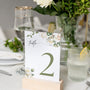 white roses floral table number for wedding tables - luxury wedding table numbers personalised