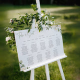 white roses floral wedding seating plan - personalised wedding board