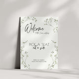 gypsophila floral wedding ceremony pick a seat, not a side sign - personalised wedding welcome board with baby's breath flowers