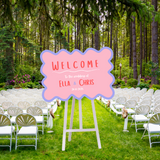 pink and red abstract wedding welcome sign - affordable wedding signage