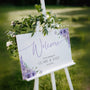 Lilac Lavender Wedding Welcome Sign - Personalised Wedding Welcome board in lilac Florals for a whimsical wedding