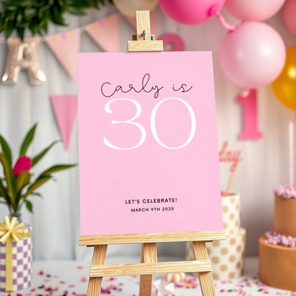 Birthday Welcome Sign - Swirly Pink