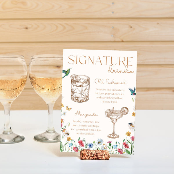 Wild Flowers Signature Drinks Wedding Sign