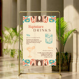 cream retro signature drinks sign - affordable personalised wedding drinks sign