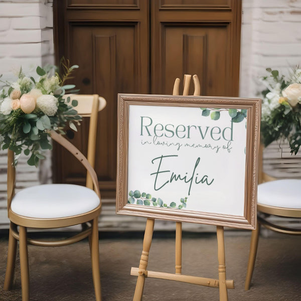 Eucalyptus Foliage Reserved In Memory Sign