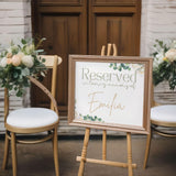 white roses floral reserved in memory wedding chair sign - affordable wedding signs