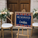 navy retro reserved in memory chair sign - affordable wedding ceremony signs