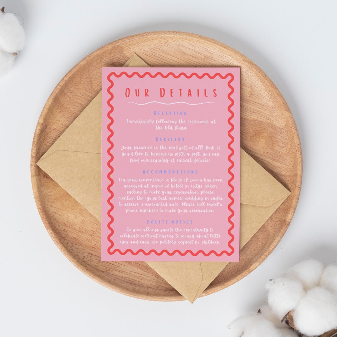 pink and red abstract wedding invitations - affordable personalised invites