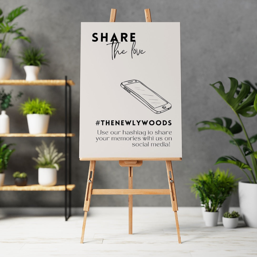 modern wedding hashtag sign - affordable personalised wedding signs