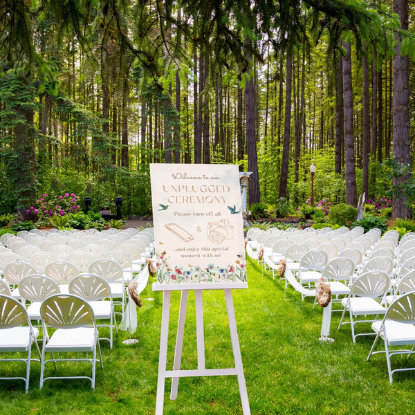 fairytale style wild flowers unplugged ceremony sign - personalised wedding signs