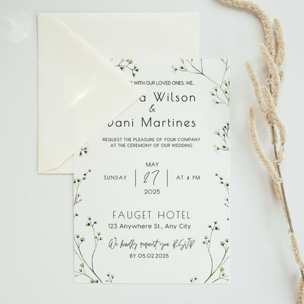 Baby's Breath Floral Wedding Invitations