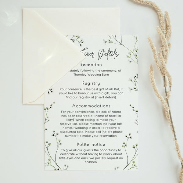 baby's breath floral wedding invites - affordable personalised wedding invitations