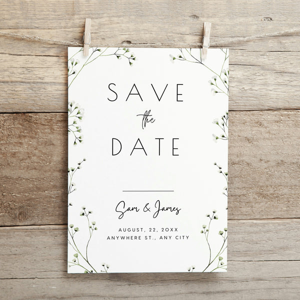 Baby's Breath Floral Save The Date