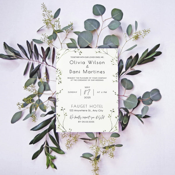 Baby's Breath Floral Wedding Invitations