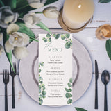 eucalyptus personalised wedding menu - affordable custom wedding menus