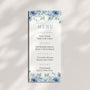 blue floral personalised wedding menu - affordable custom wedding menus