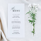 minimalist custom wedding menu - affordable personalised wedding menus