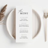 minimalist custom wedding menu - affordable personalised wedding menus