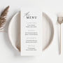 minimalist custom wedding menu - affordable personalised wedding menus