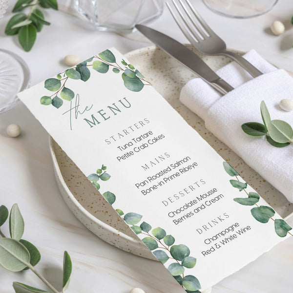 Eucalyptus Foliage Wedding Menu