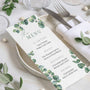 eucalyptus personalised wedding menu - affordable custom wedding menus