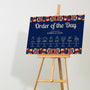 retro navy order of the day sign - affordable personalised wedding signs