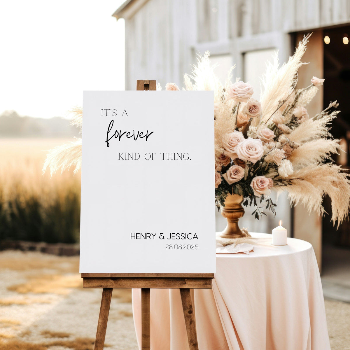 minimalist forever kind of thing wedding welcome sign - affordable wedding signage