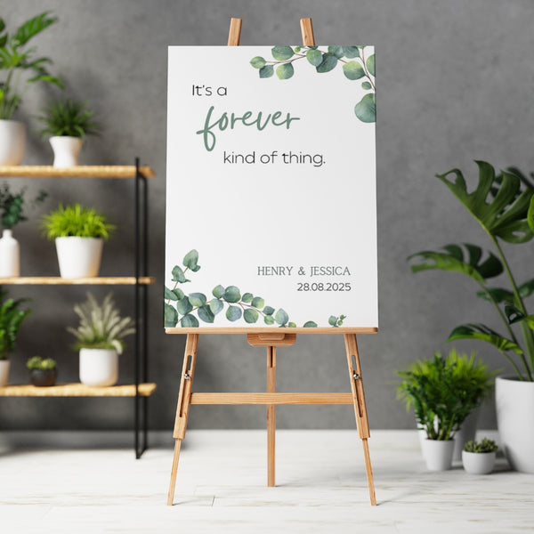 eucalyptus forever kind of thing wedding welcome sign - affordable wedding signage