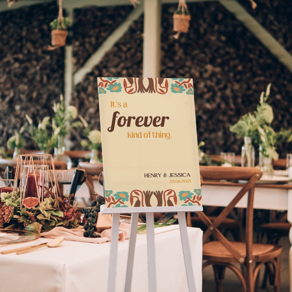 cream retro forever kind of thing wedding welcome sign - affordable wedding signage