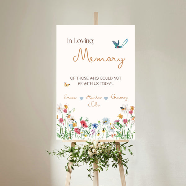 fairytale style wedding in loving memory table sign - affordable wedding signs