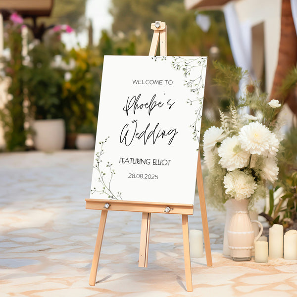 baby's breath floral bride's wedding featuring groom sign - funny wedding welcome sign