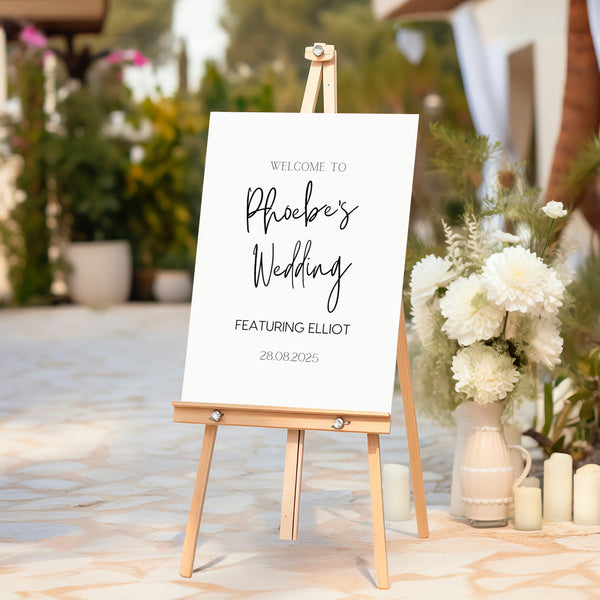 minimalist style bride's wedding featuring groom sign - funny wedding welcome sign