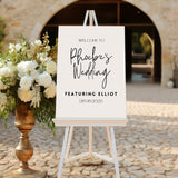 modern style bride's wedding featuring groom sign - funny wedding welcome sign