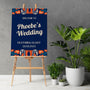 navy retro bride's wedding featuring groom sign - funny wedding welcome sign