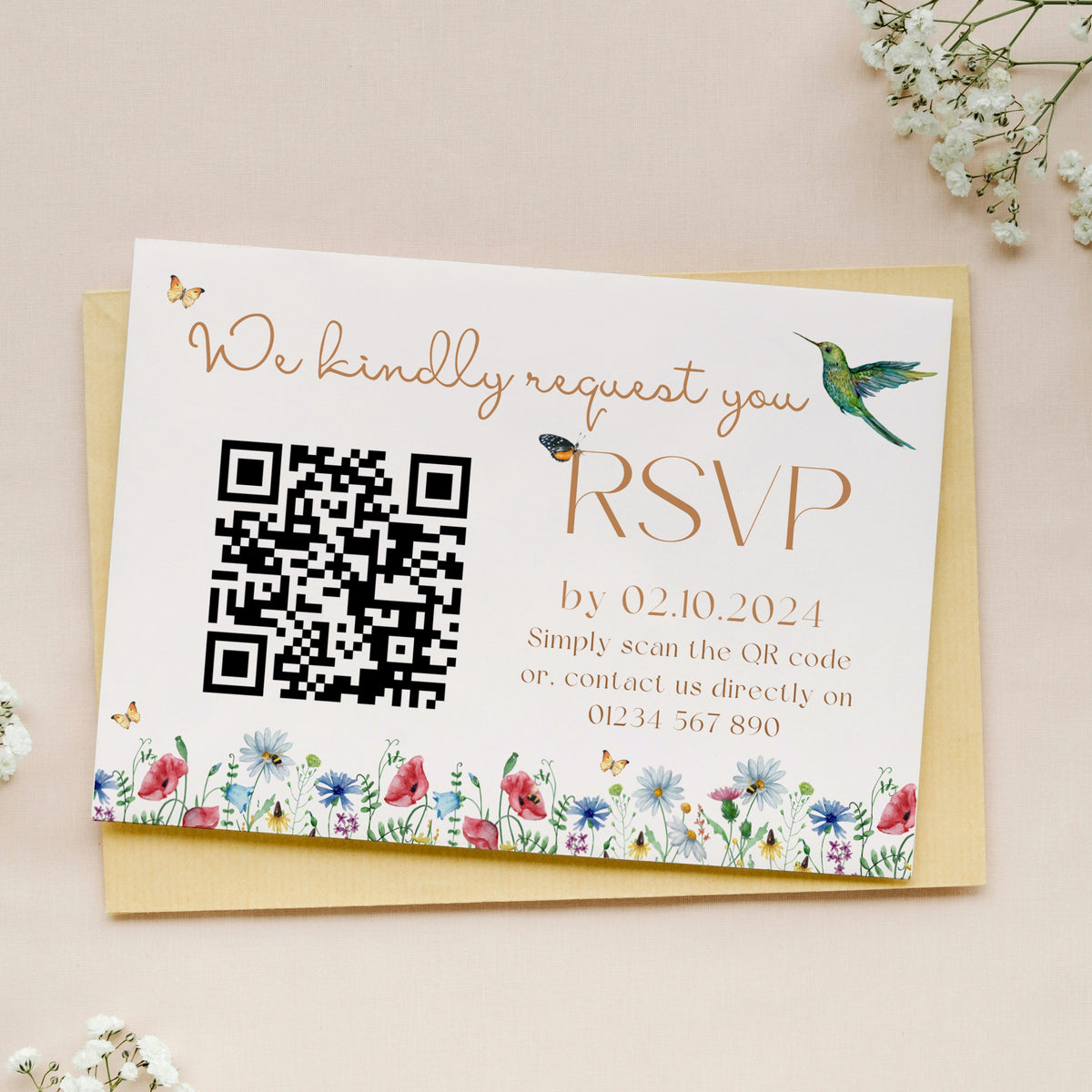 fairytale style wedding RSVP with QR - personalised wedding RSVPs invitations