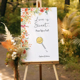 autumn wedding love is sweet sign - sweet table sign for autumn wedding - customised wedding signs uk