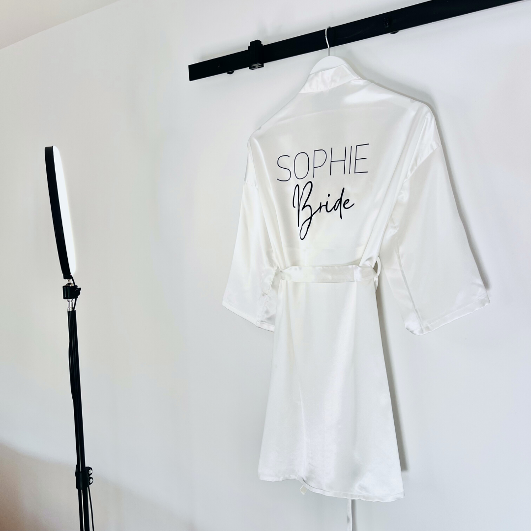 personalised bridal party robes - personalised satin robes for wedding party