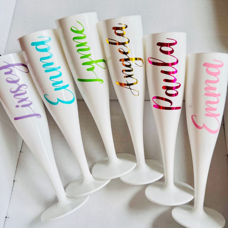 personalised flutes for hen party - customizable flutes for wedding celebrations